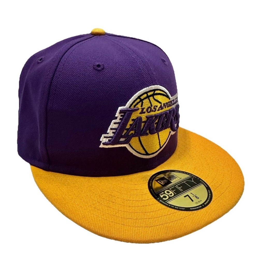 New Era LA Lakers Purple/Yellow Fitted Hat-Size 7 1/8-59Fifty Basketball NBA